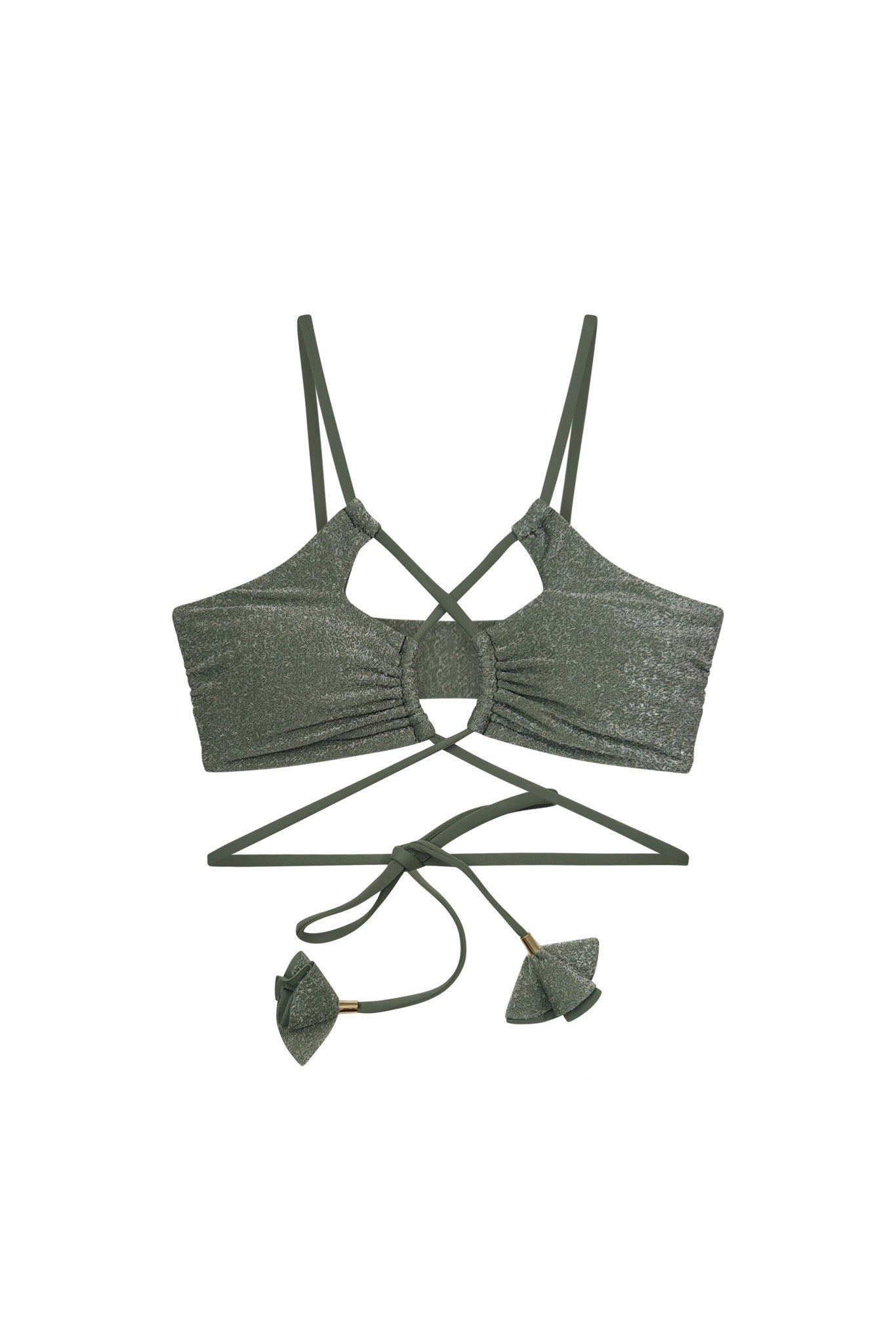 Capri Metallic Sage Bikini Top