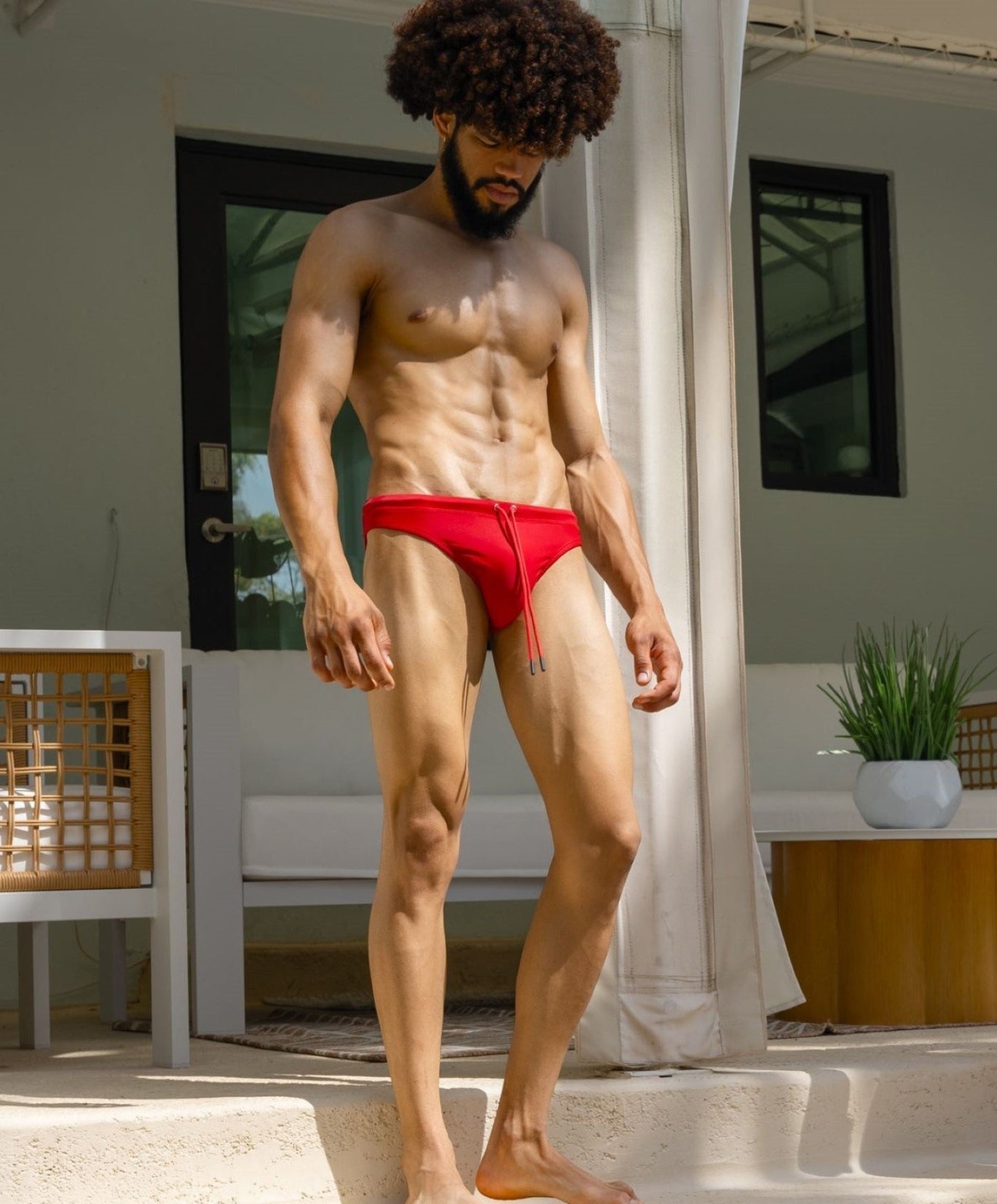 Red Low Cut Swim Brief