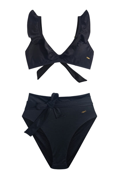 Black Bahamas Belt Bikini Bottom