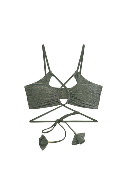 Capri Metallic Sage Bikini Top