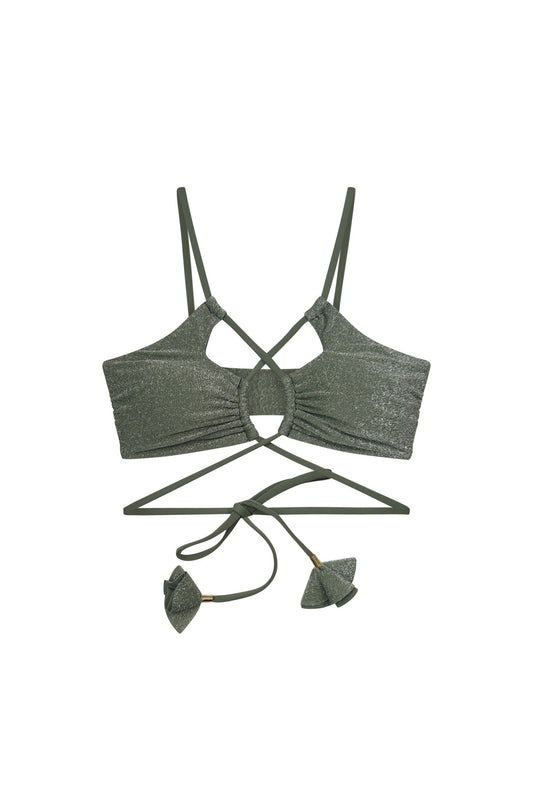 Capri Metallic Sage Bikini Top